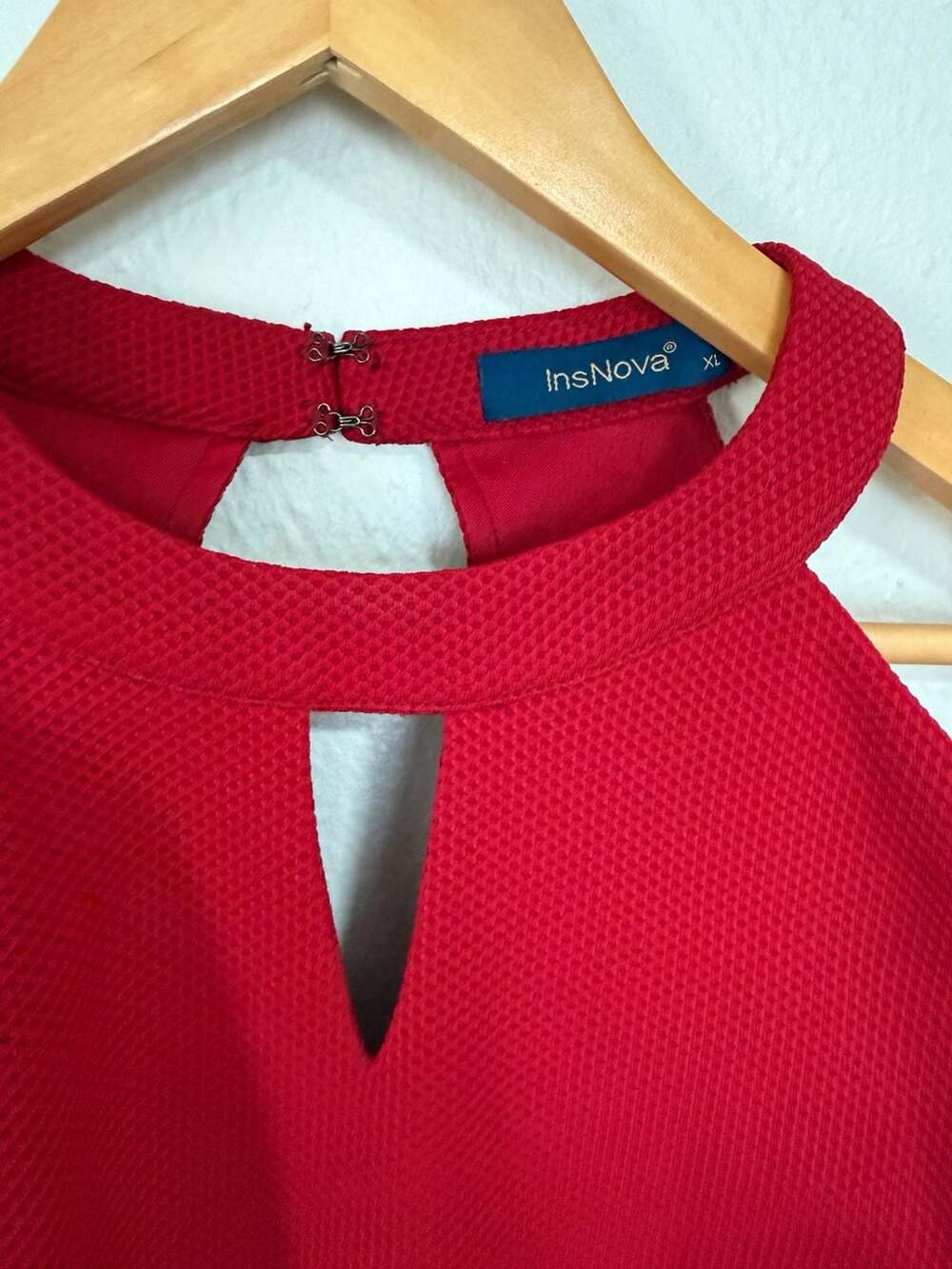 InsNova Red Textured Fit and Flare Mini Dress Size XL - Picture 2 of 3